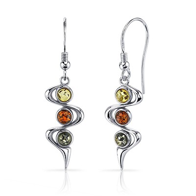 Baltic Amber Bee Drop Earrings in Sterling Silver | Ruby & Oscar