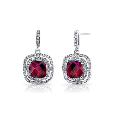 6.5Ct Pear Cut Lab Created Pink Sapphire Halo Drop Earrings 925 Sterling  Silver