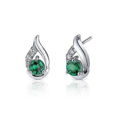 Emerald Stud Earrings in Sterling Silver | Ruby & Oscar