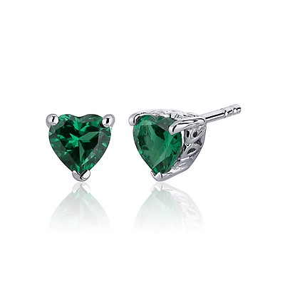 Emerald Stud Earrings in Sterling Silver | Ruby & Oscar