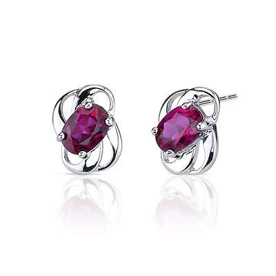 Ruby Stud Earrings in Sterling Silver | Ruby & Oscar