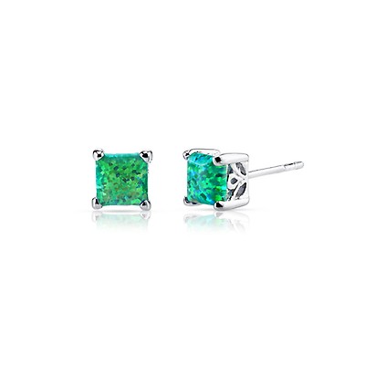 Emerald Stud Earrings in Sterling Silver | Ruby & Oscar