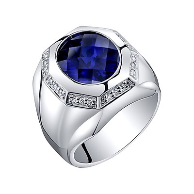 Silver sapphire ring on sale mens