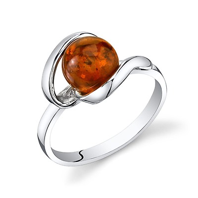 Baltic Amber Elliptical Cognac Colour Ring | Ruby & Oscar
