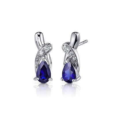 Sapphire Drop Earrings in Sterling Silver | Ruby & Oscar