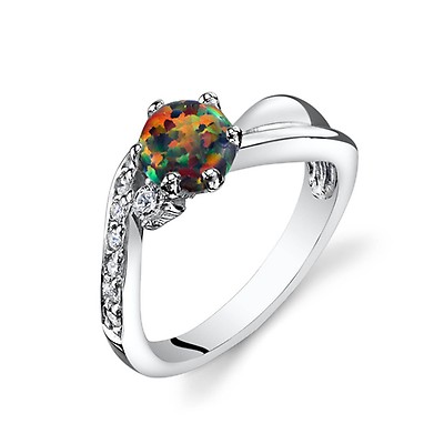 Black Opal & CZ Majeste Ring in Sterling Silver | Ruby & Oscar