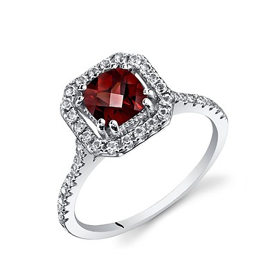 Square cut sale garnet ring