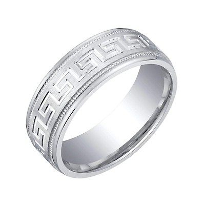 Brushed silver mens deals ring