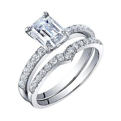 Silver wedding engagement hot sale ring sets