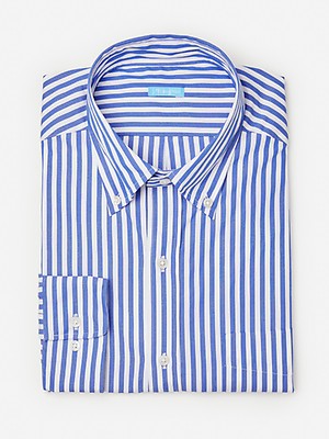 J.Mclaughlin Men's Collis Classic Fit Shirt in Bengal Stripe Royal Blue/White Stripe, Size XL | Cotton