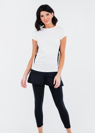 Pro Cap Sleeve Performance Top With Mesh Panels With A-line Lycra® Short Sport Skirt With Attached 27" Leggings