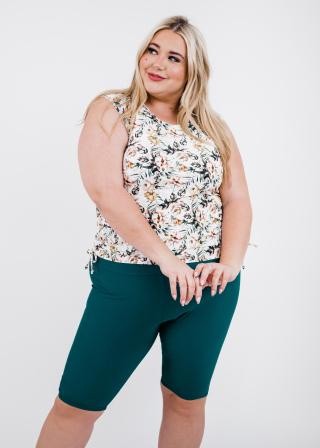 Plus Size Closed Back Maya Swim Top With Long Bike Swim Shorts