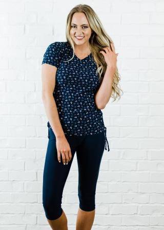 V-Neck Adele Swim Top With Capri Swim Leggings