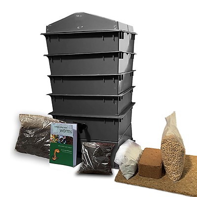 Compost Deluxe Wormery Kit Rouge 4 x Empilable Bac Composteur 5 an de garantie 