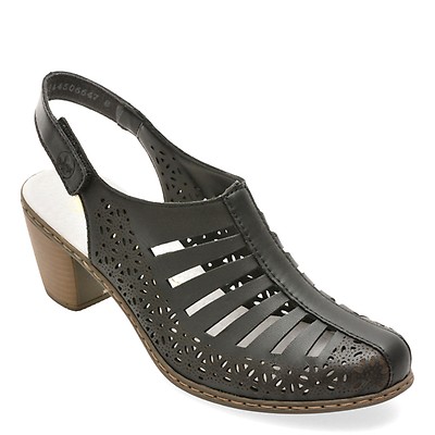 Pantofi RIEKER negri, 40959, din piele naturala