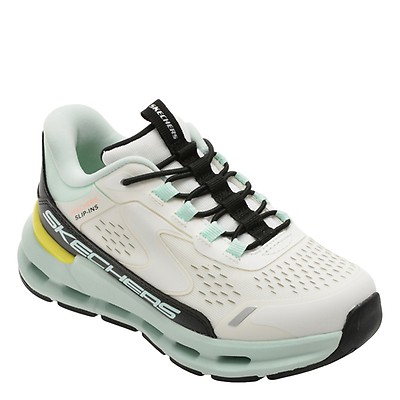 Pantofi sport SKECHERS albi, GLIDE-STEP +, din material textil