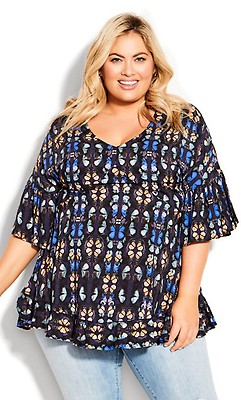 Plus Size Butterfly Peplum Top