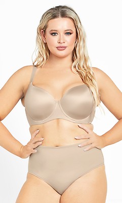 Plus Size Back Smoother Bra Beige Underwire Soft Lined Basic
