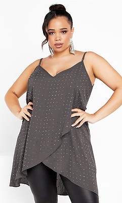 Women's Plus Size Leah Black Lace Long Sleeve Top