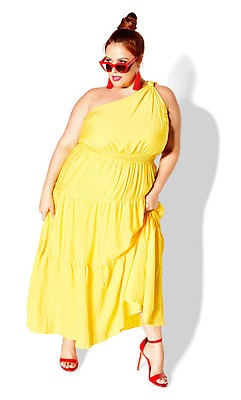 Yellow plus hot sale size dress