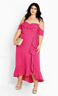 Plus Size Miriam Mesh Inset Flare Dress- Pink