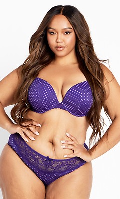 Women's Plus Size Mounia Push Up Purple Spotted Bra