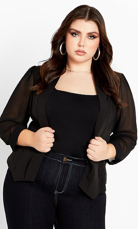 Women s Plus Size Karter Black Crop Jacket