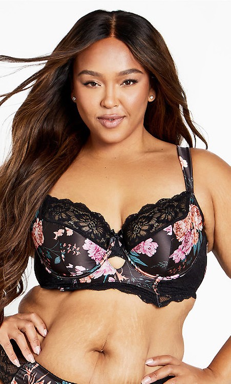 Women s Plus Size Plus Size Alexis Lace Longline Contour Bra Navy