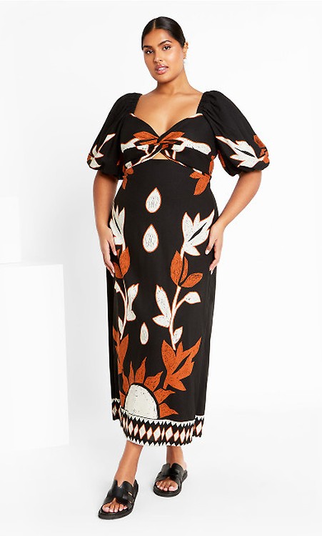 Women s Plus Size Nina Print Mocha Maxi Dress