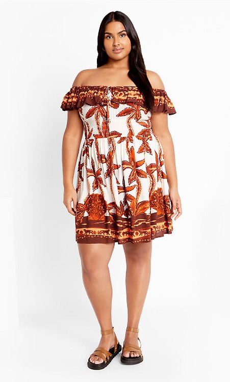 City Chic Plus Size Maxi Dress - Harlow Border Design For Curves