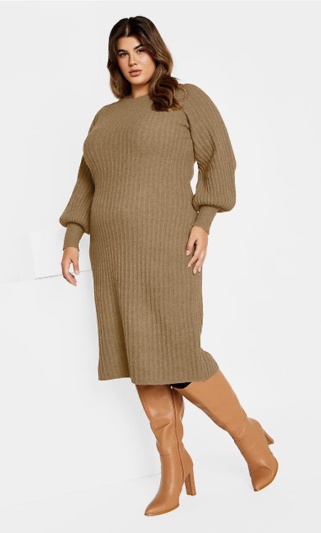 Women's Plus Size Longline Split Grey Marle Jumper