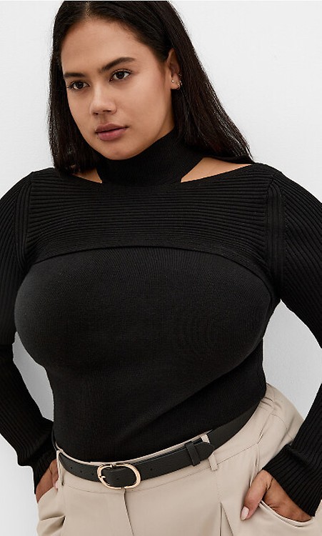 Women's Plus Size Longline Split Grey Marle Jumper