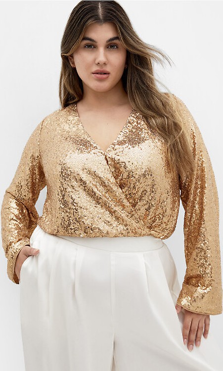 売れ筋商品|||シティーシック カットソー トップス レディース Plus Size Disco Top Gold City Chic Women's Plus Size Top-Disco, Gold, 12 at Amazon