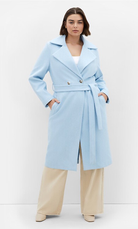 Women's Plus Size Riley Row Belted Navy Coat