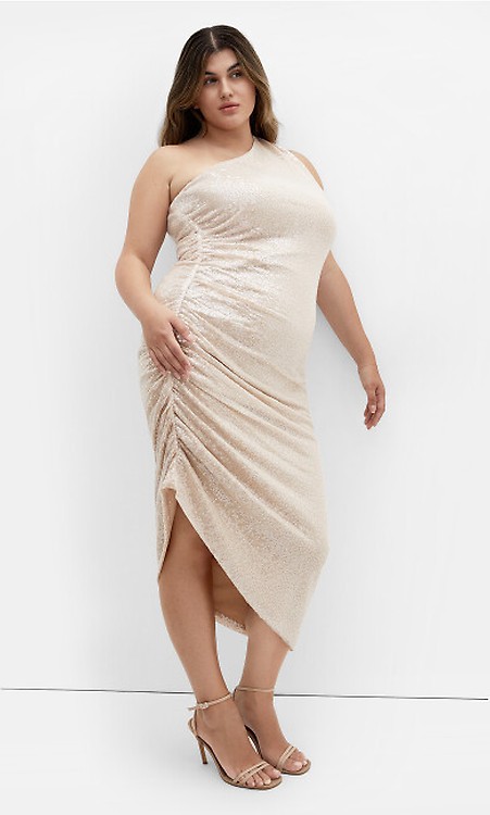 slim fit dress slacks High Life Rose Gold Sequin Square Neck Split Front Maxi Dress – Club L  London main image 0
