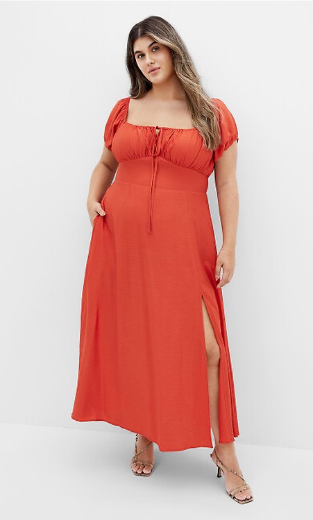 Plus size red flowy dress best sale