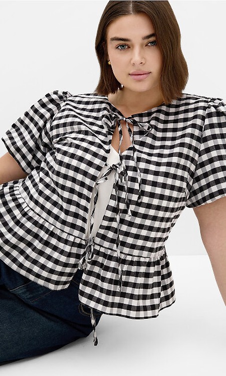 売れ筋商品|||シティーシック カットソー トップス レディース Plus Size Jolie Top Sage gingham Women's Plus Size Jolie Sage Top