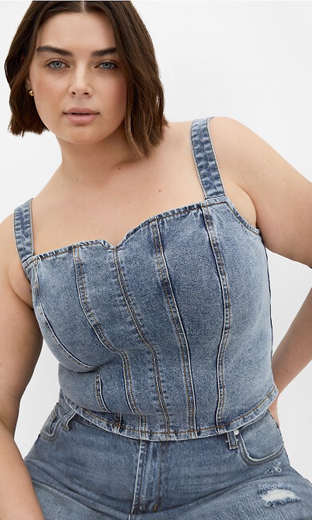 売れ筋商品|||シティーシック カットソー トップス レディース Plus Size Abbie Denim Top Dark denim Women's Plus Size Denim Abbie Dark Denim Top