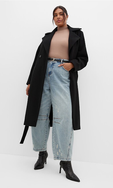 Women's Plus Size Riley Row Belted Navy Coat