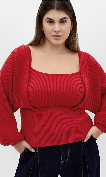 売れ筋商品|||シティーシック ニット&セーター アウター レディース Plus Size Jojo Rib Sweater Red Women's Plus Size Jojo Red Rib Jumper