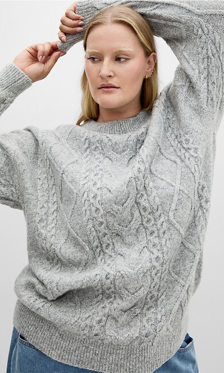 Women's Plus Size Iris Cable Knit Cream Jumper