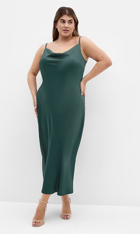Women's Plus Size Mali Cowl Neck Slip Green Dress