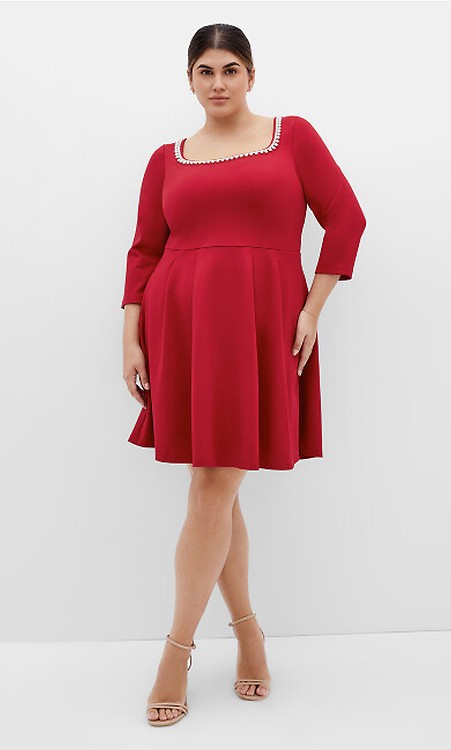 Women's Plus Size Valentine Corset Ruby Lace Midi Dress