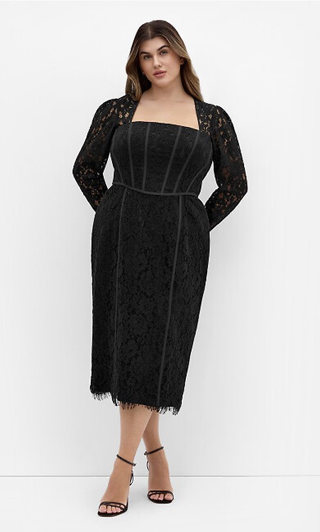 chinese dress ladies Women's Plus Size Temptation Lace Midi Dress - Black main image 0