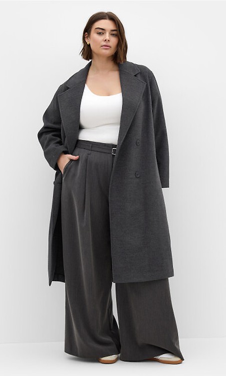 Women's Plus Size Riley Row Belted Navy Coat