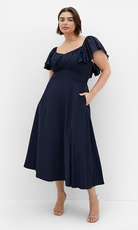 Women's Plus Size Wrap Swing Navy Dress