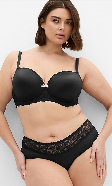 บราดันทรงพิมพ์ลาย City Chic Plus Size รุ่น Mounia - บรามีโครงผ้าไหมเนื้อนุ่ม ดีไซน์ด้านหลังเป็นลูกไม้ลายดอกไม้
