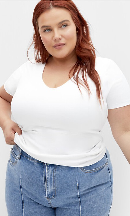 Women's Plus Size Micro Score Print Baby Pink Tee