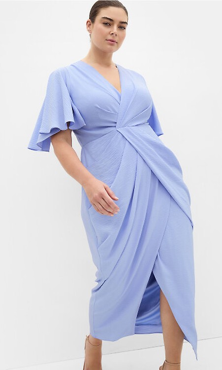 knee length dresses for ladies Braelyn V Neck Ruched Beaded Maxi Chiffon Mother of The Bride Dresses with Cape Sleeves, Daffodil main image 0