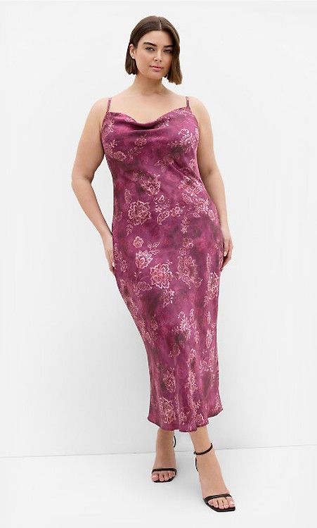 Women's Plus Size Sadie Lily Print Raspberry Slip Dress